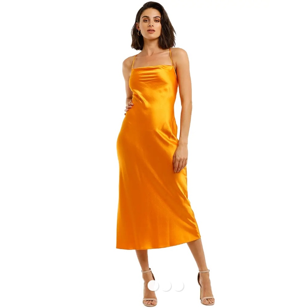 Bec and Bridge lace up midi dress in Orange
